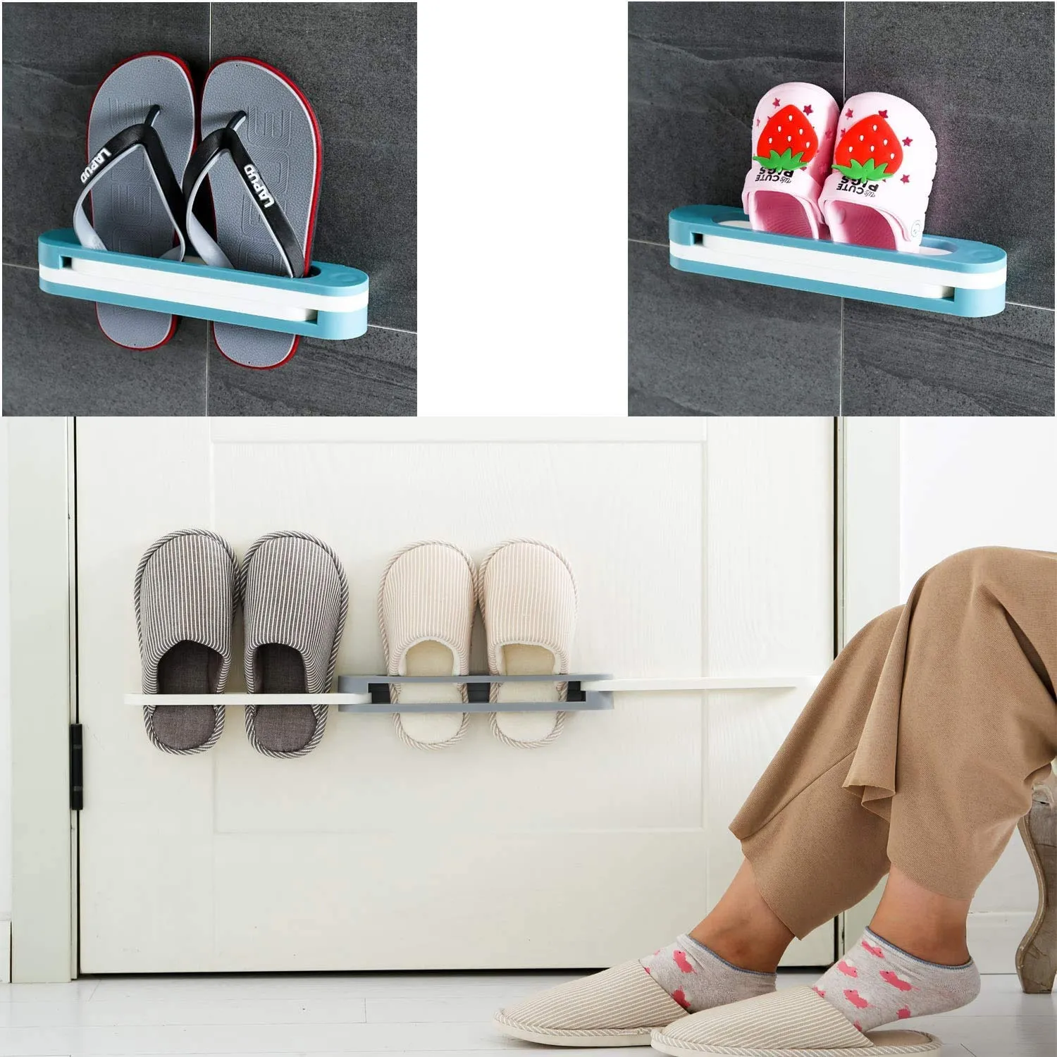 1122 Multifunction Folding Slippers / Shoes Hanger Organizer Rack