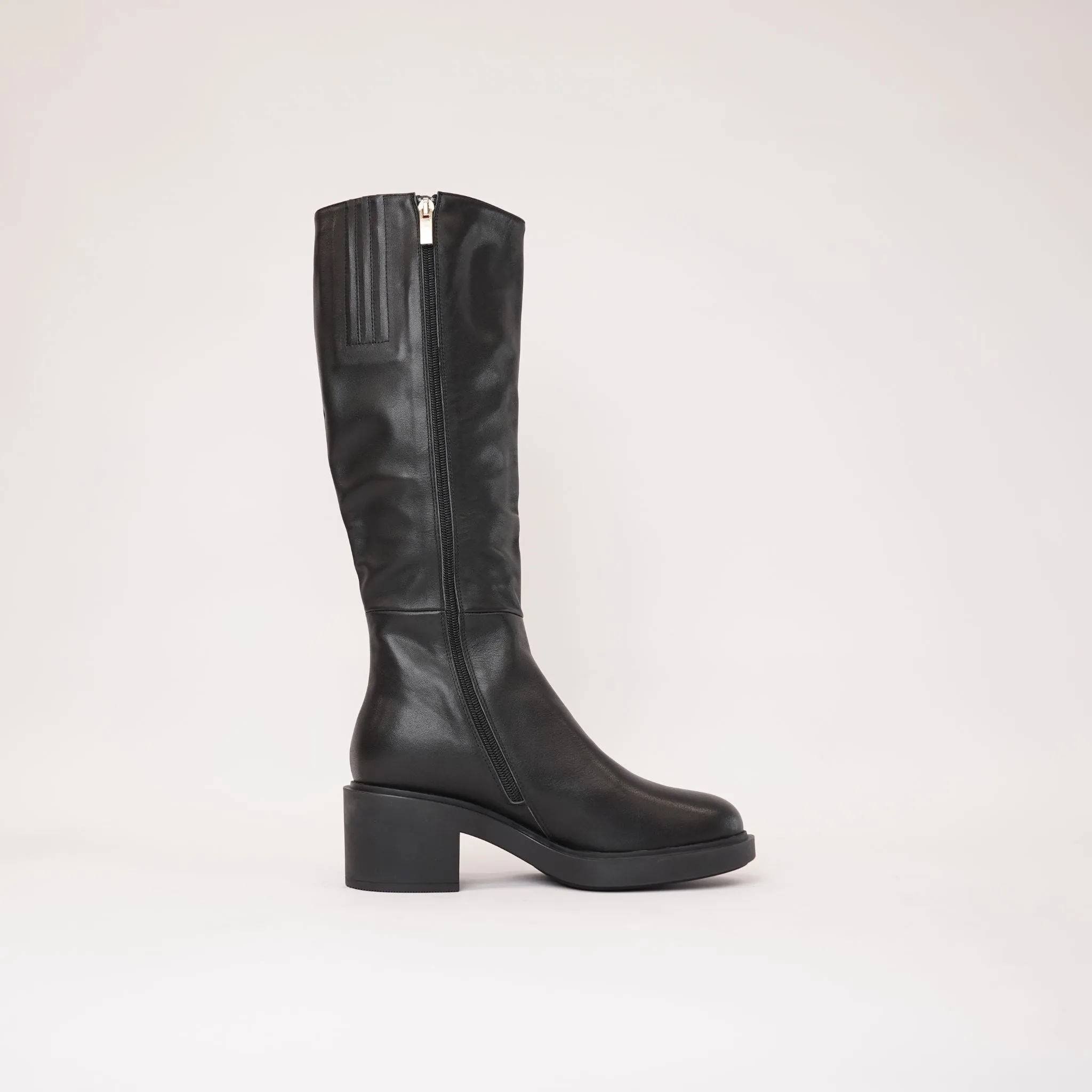 Arnast Black Leather Knee High Boots