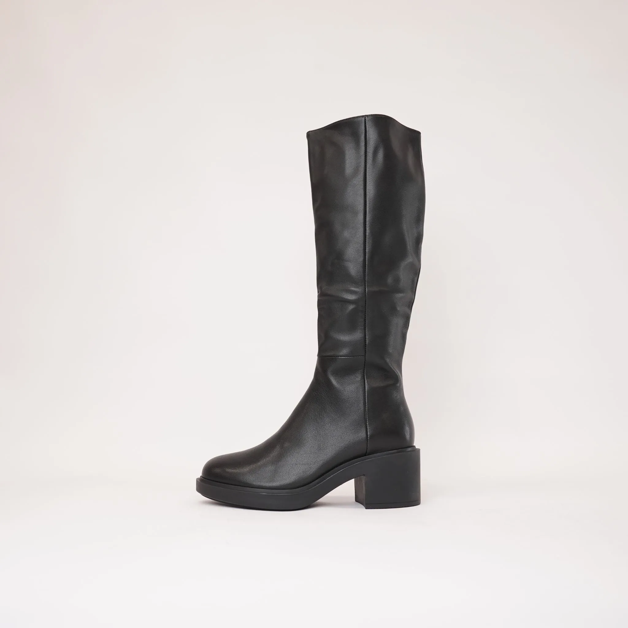 Arnast Black Leather Knee High Boots