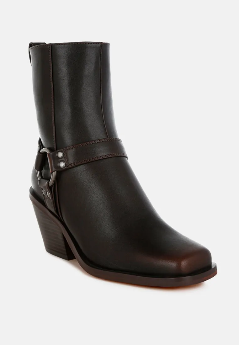 Baccata Elevated Harness Detail Ankle Boots