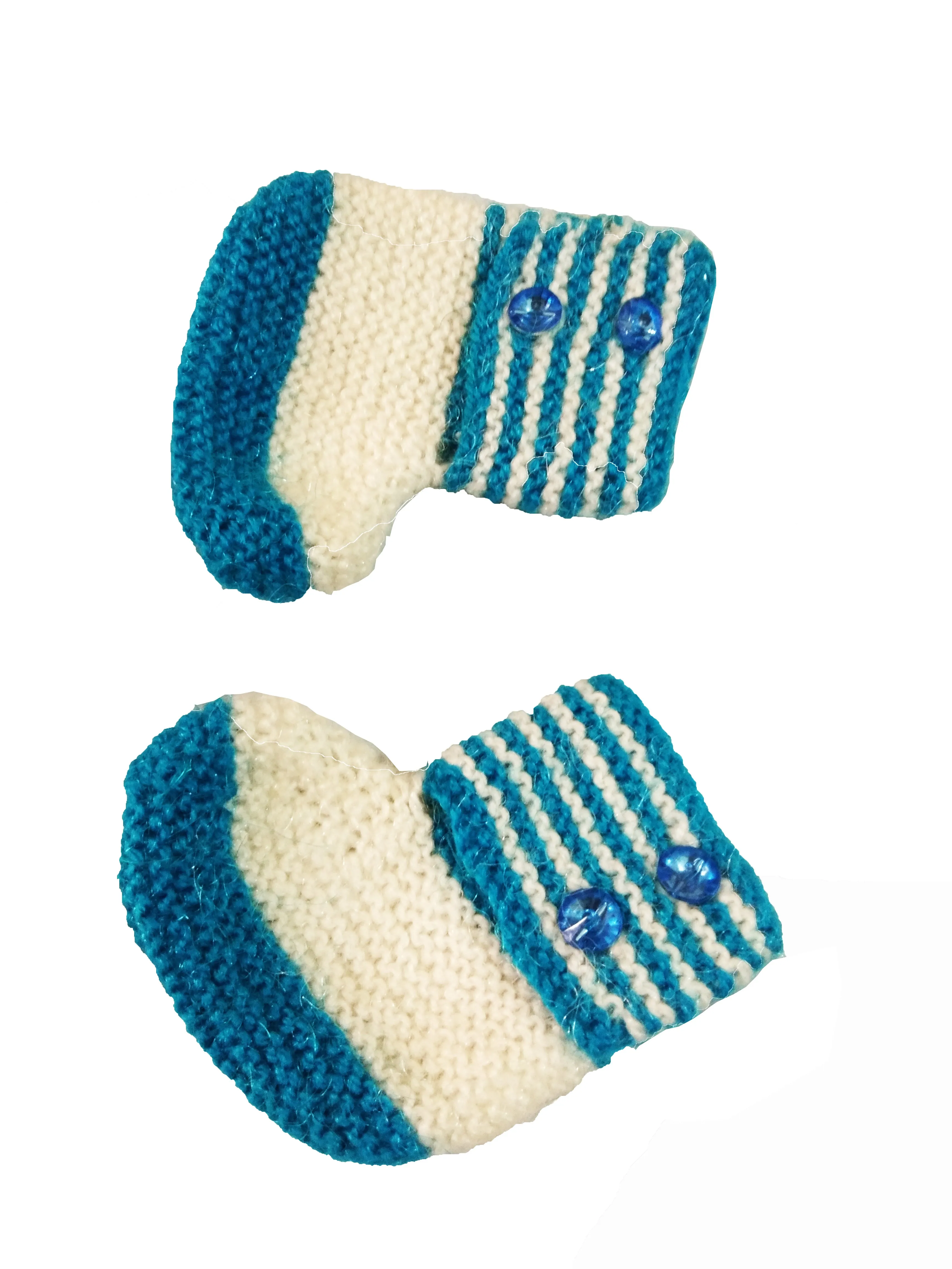 Beautifull Handmade woolen shoes for baby boys white and blue color for 12-24M