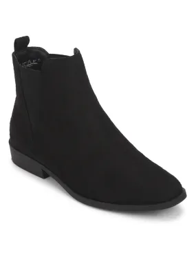 Black Micro Low Shaft Ankle Boots