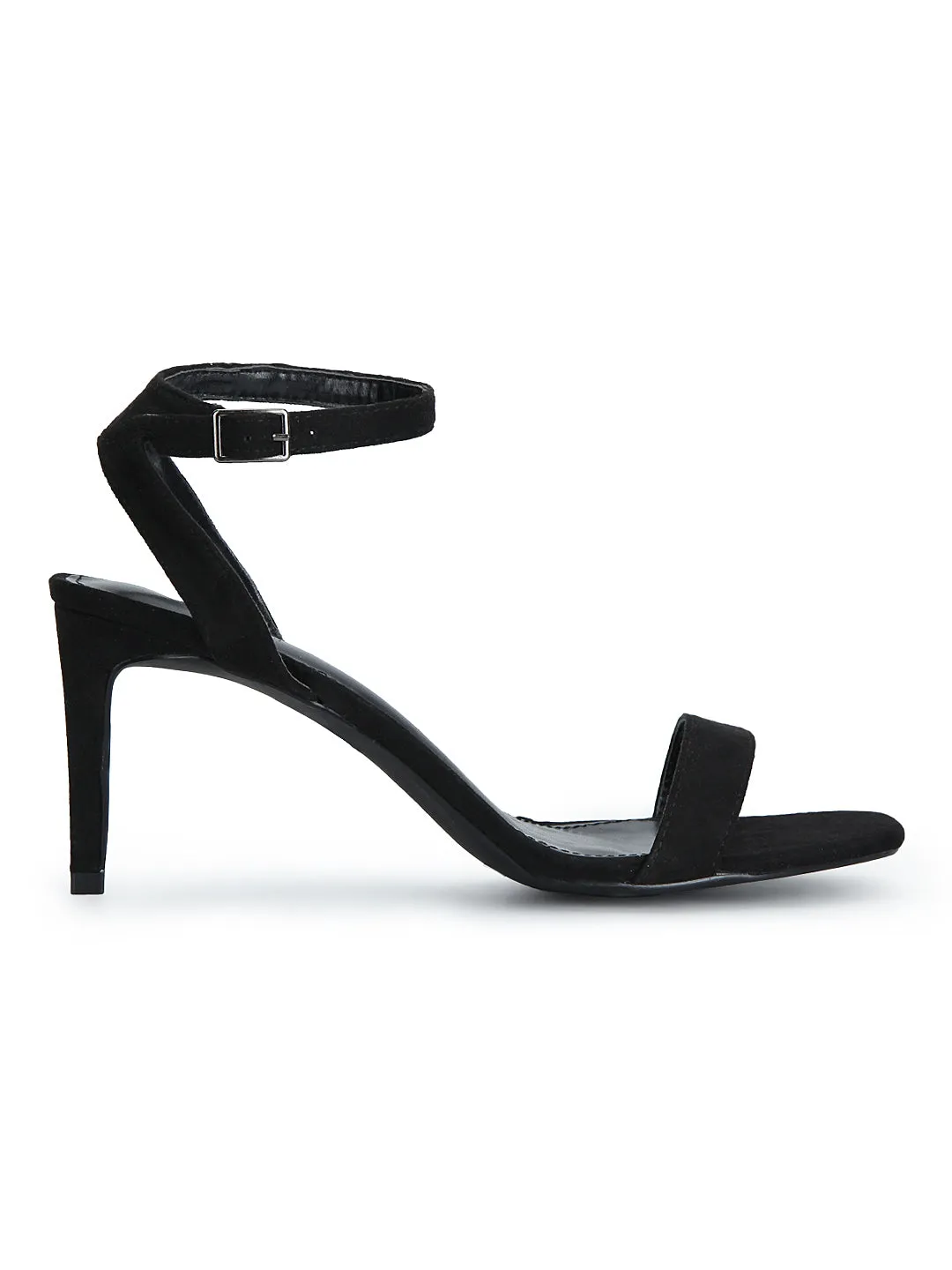 Black Micro Thin Ankle Strap Stilettos