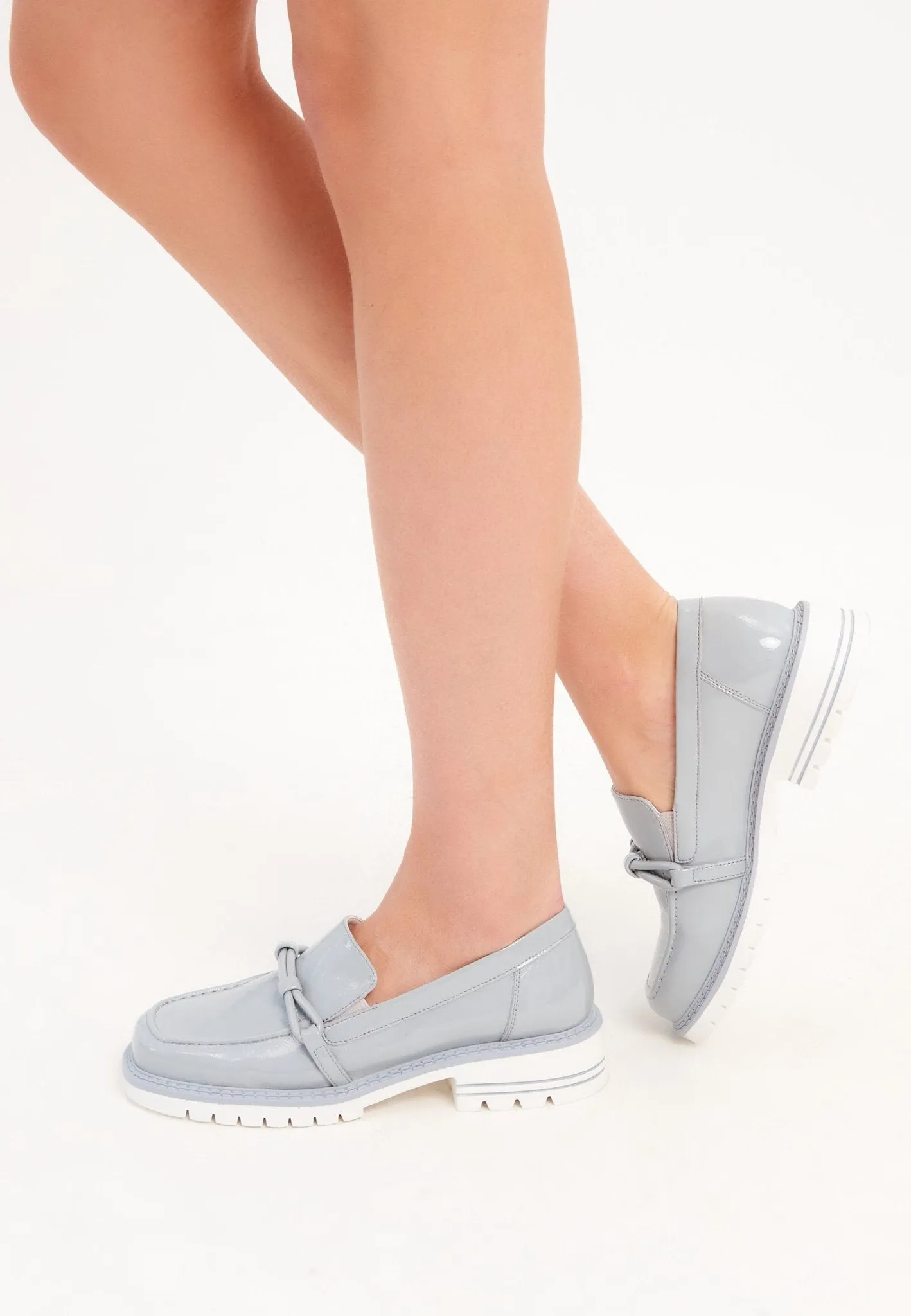 Block Heels Loafers - Blue