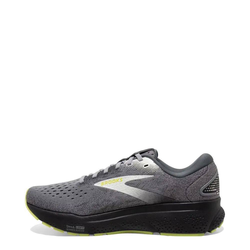 Brooks Men's Ghost 16 Sneaker in Primer/Grey/Lime