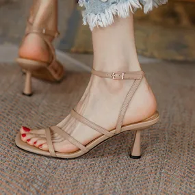 Chic Ankle Strap Sandals with Thin Heels