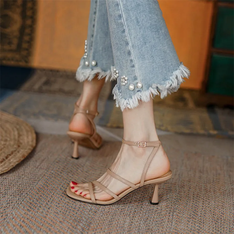 Chic Ankle Strap Sandals with Thin Heels