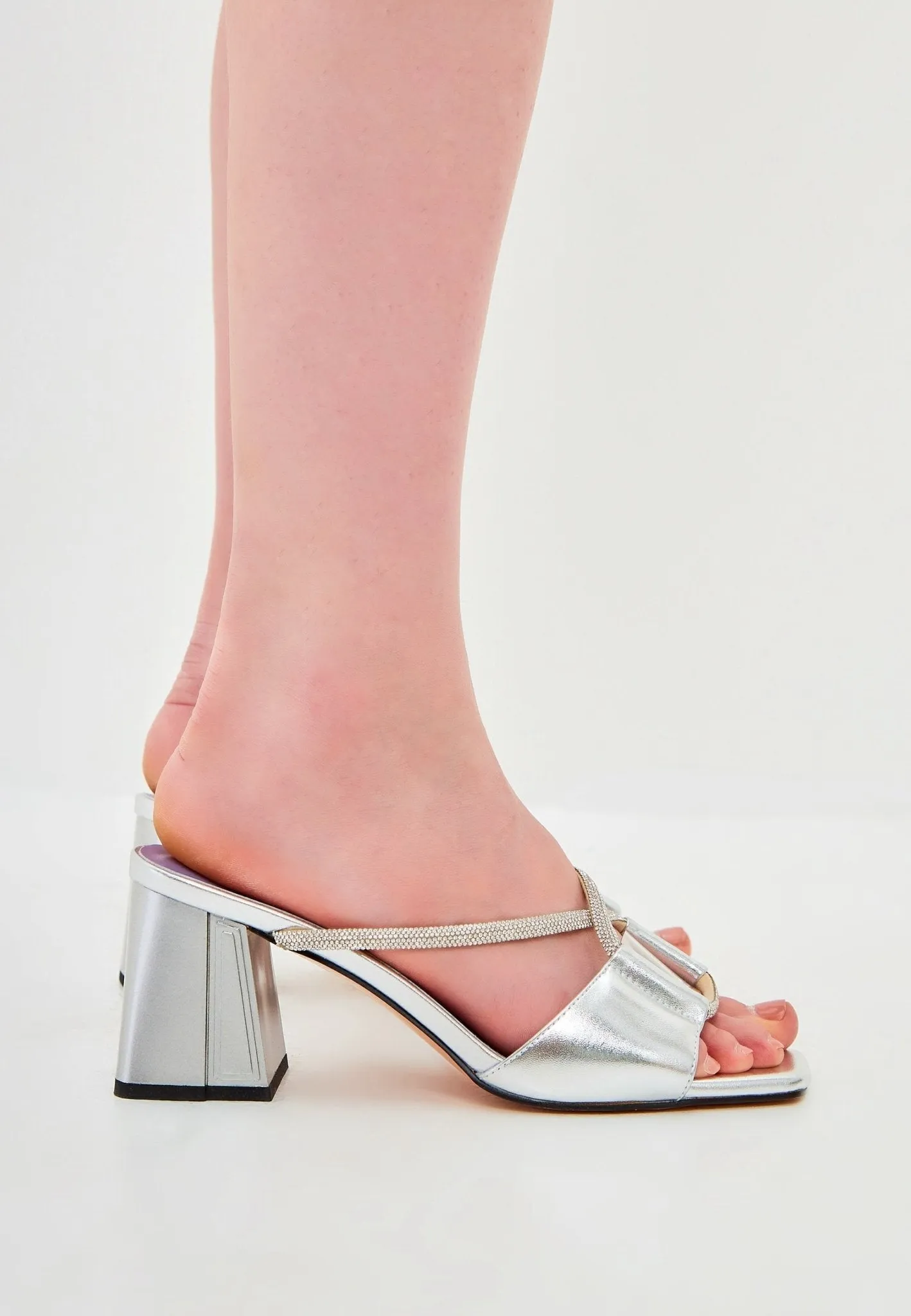 Chic Backless Heels Rosalia - Silver