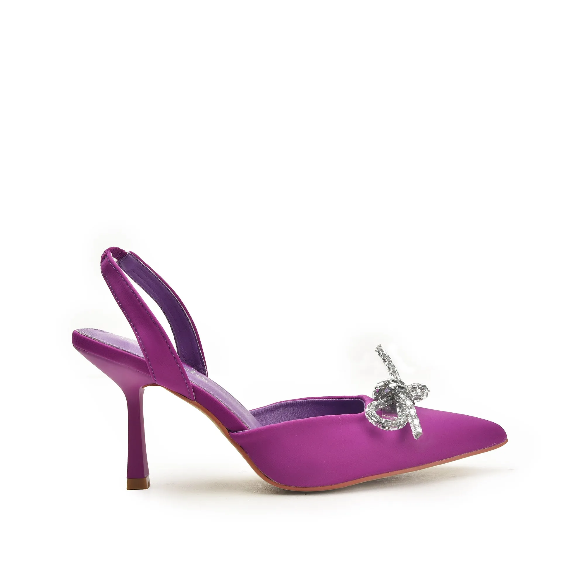 Chic Purple Slingback Stilettos with Rhinestone Detail | 444N-J