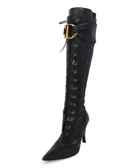 Christian Dior Black Snake Skin Boots sz 5.5