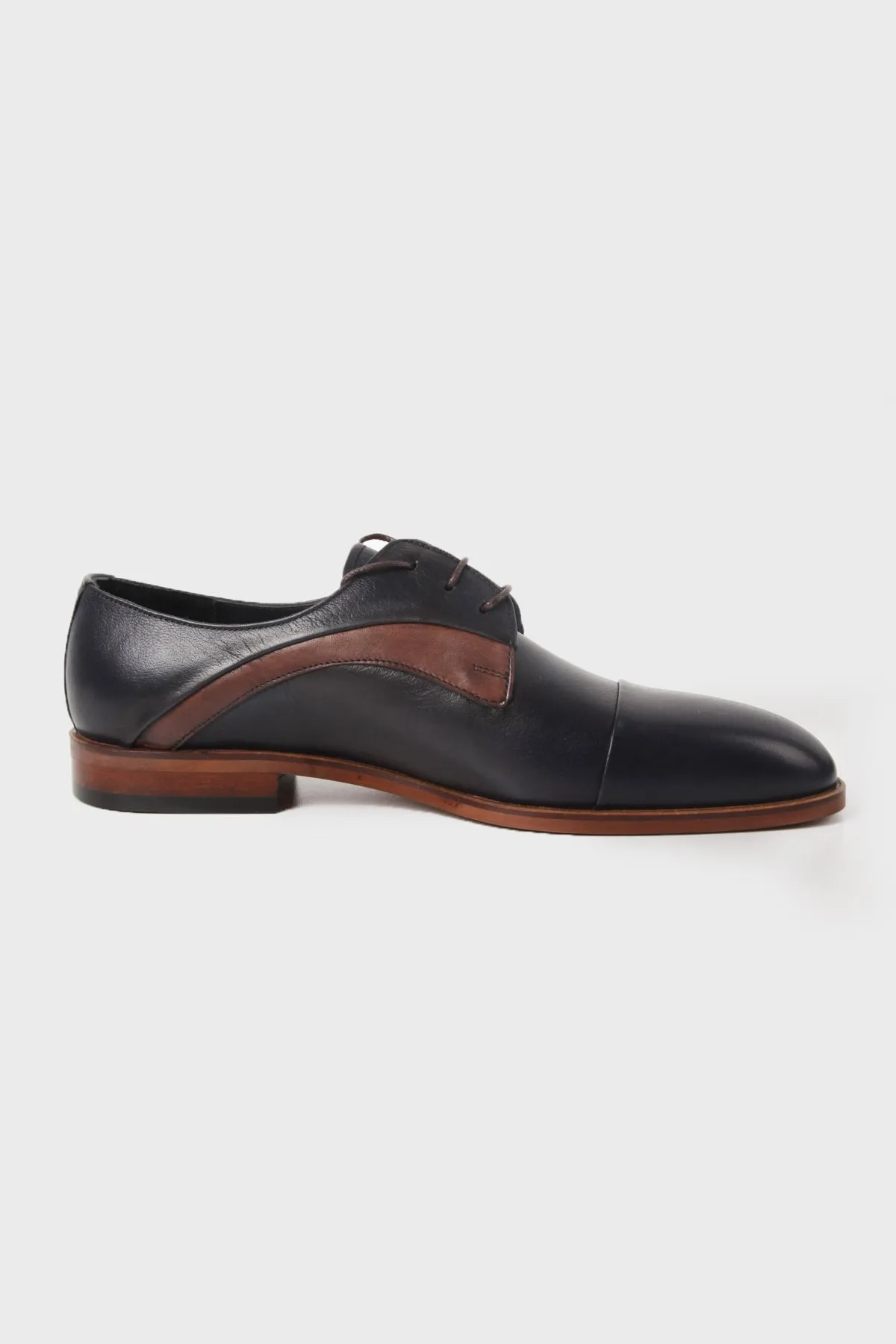 Classic 100% Genuine Leather Navy Aniline Lace-Up Shoes