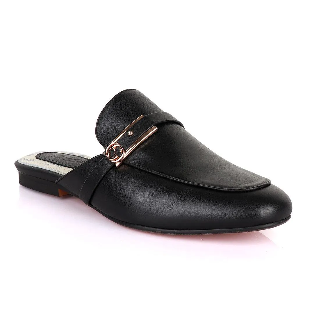 Classic Mole Black Leather Half Shoe