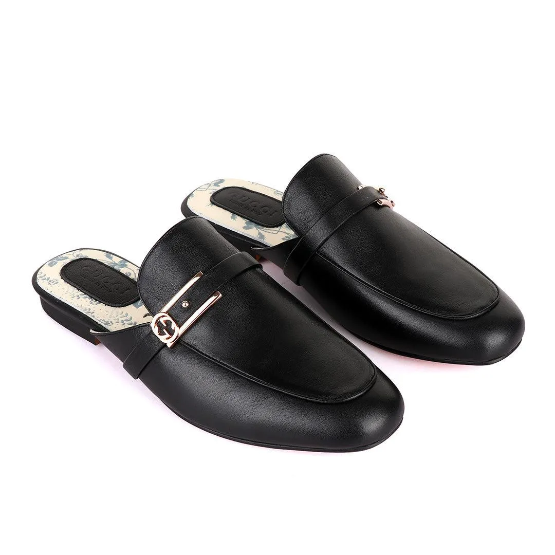 Classic Mole Black Leather Half Shoe