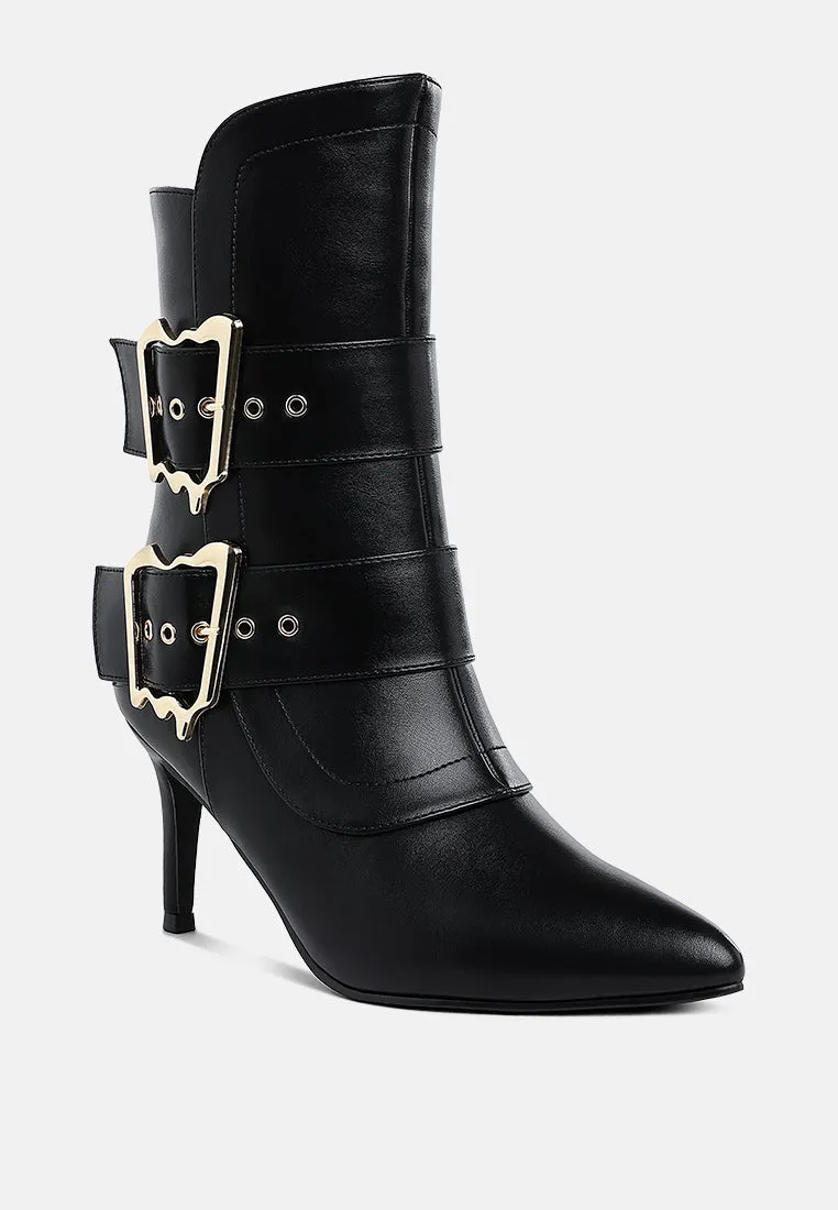 Ebera Chunky Buckle Strap Ankle Boots