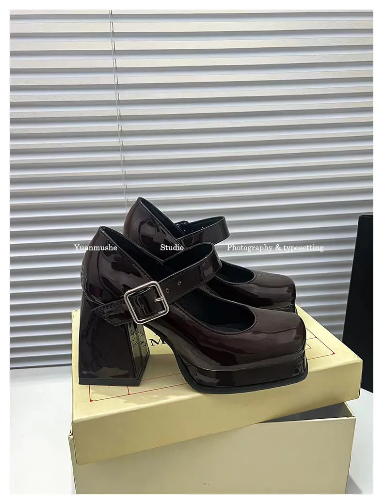 French Buckle Platform Heels