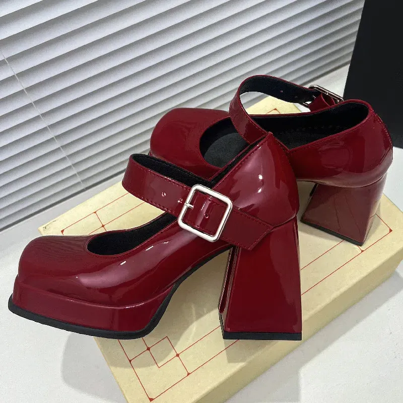 French Buckle Platform Heels