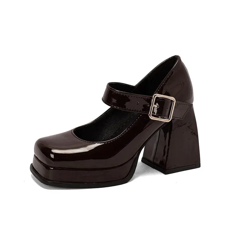 French Buckle Platform Heels