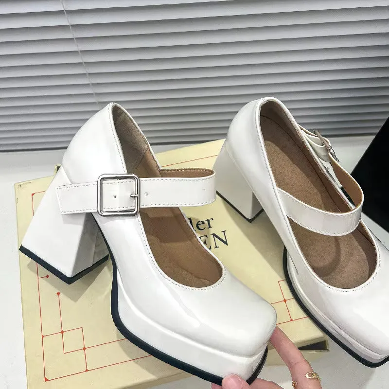 French Buckle Platform Heels