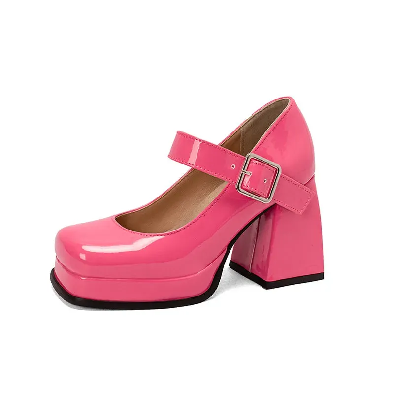 French Buckle Platform Heels