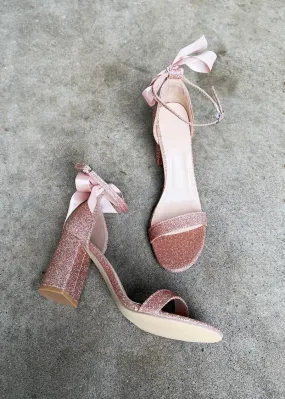 Jae Ankle Strap Heels Glitter Rose Gold  v