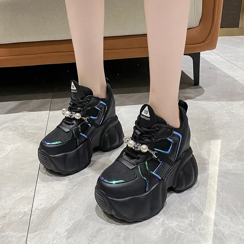 Joskaa 2024 New High Platform Sneakers Black