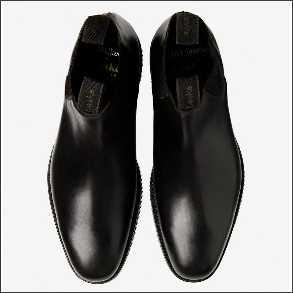 Loake Emsworth Black Leather Rubber Sole F Fit-