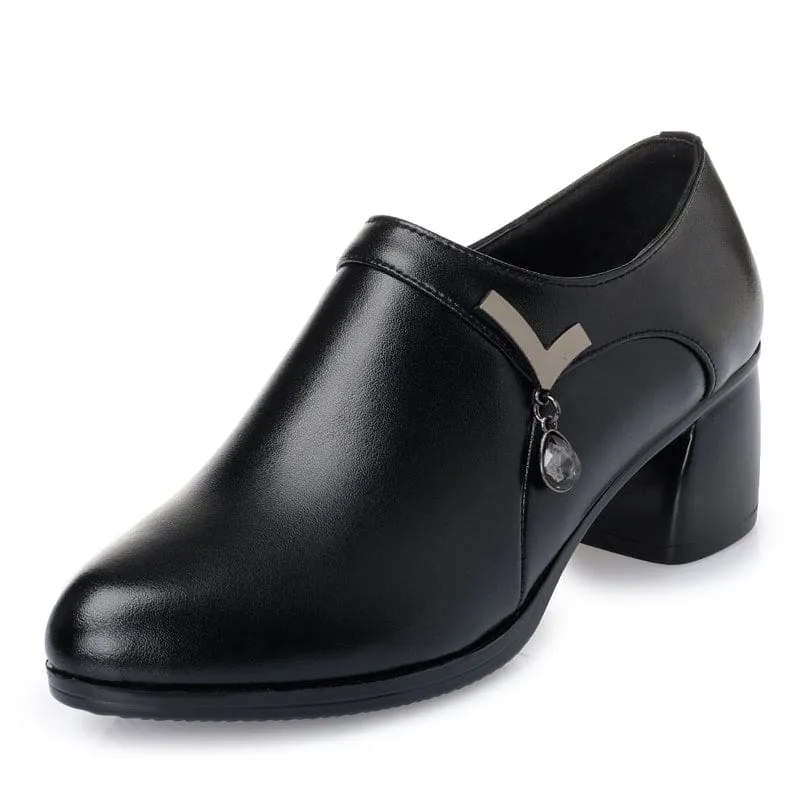 Mid Heels Official Comfortable Soft Leather Shoes