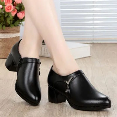 Mid Heels Official Comfortable Soft Leather Shoes