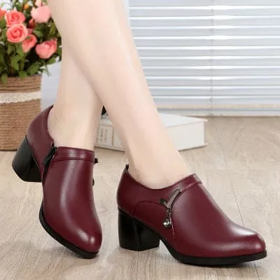 Mid Heels Official Comfortable Soft Leather Shoes