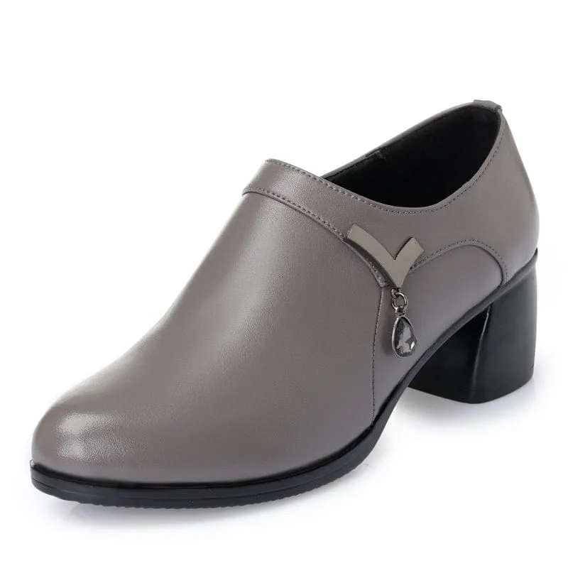 Mid Heels Official Comfortable Soft Leather Shoes