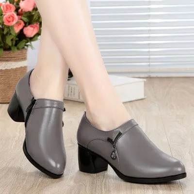 Mid Heels Official Comfortable Soft Leather Shoes