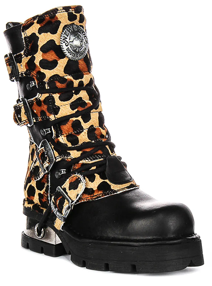 Newrock 591 Planning Heel In Leopard Leather