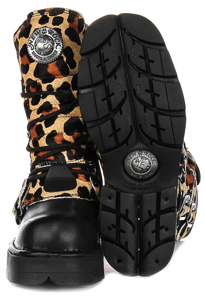 Newrock 591 Planning Heel In Leopard Leather