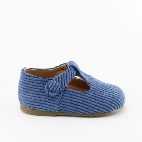 Papanatas Blue Corduroy Baby T-Strap