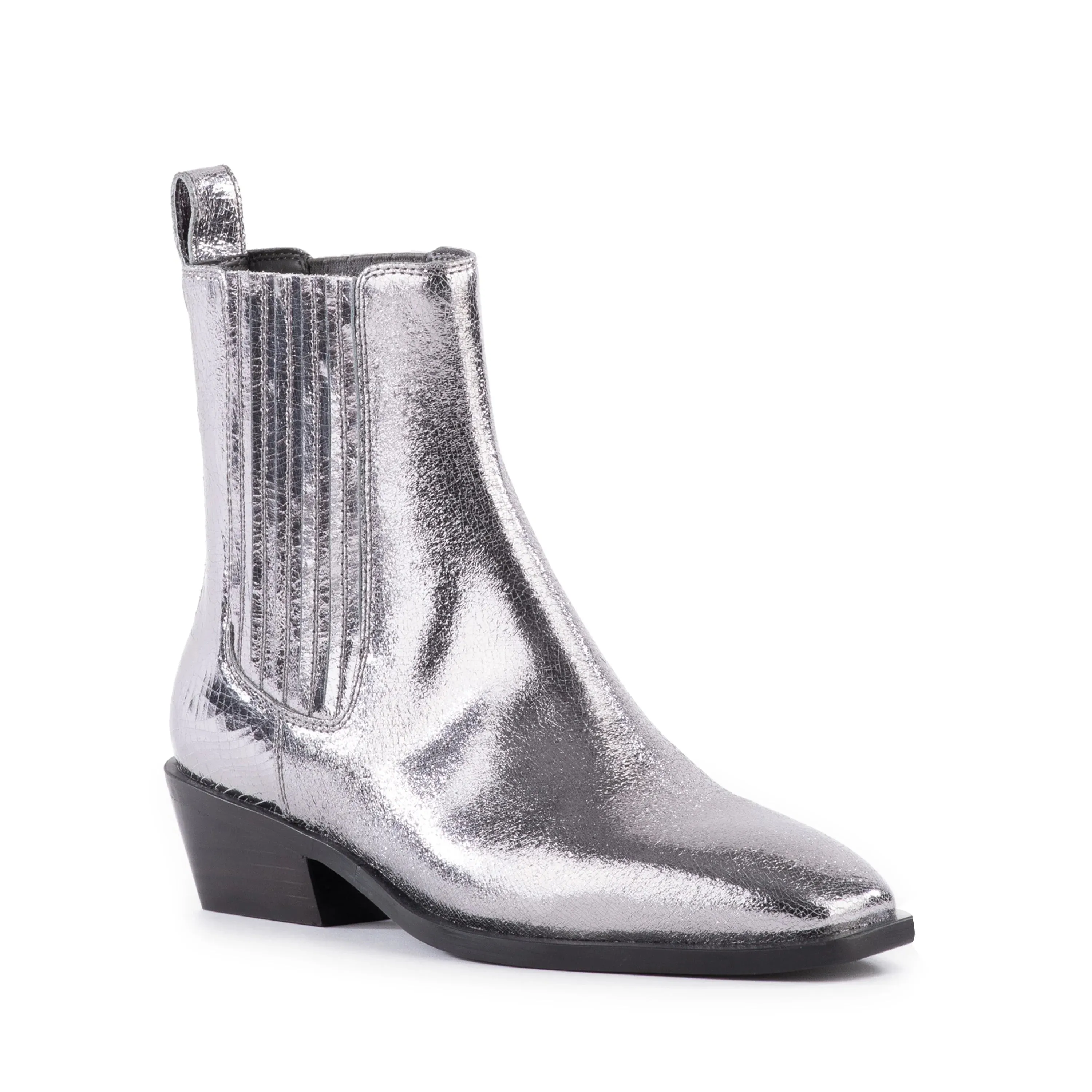 Seychelles Hold Me Down Booties in Metallic Leather Silver