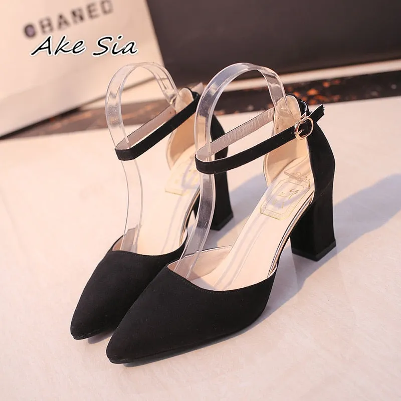 Shallow Mouth pointed Hollow Coarse Sandals High Heeled