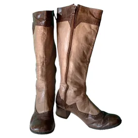 Spat Style Knee High Zip Side Fashion Boots circa 1970s