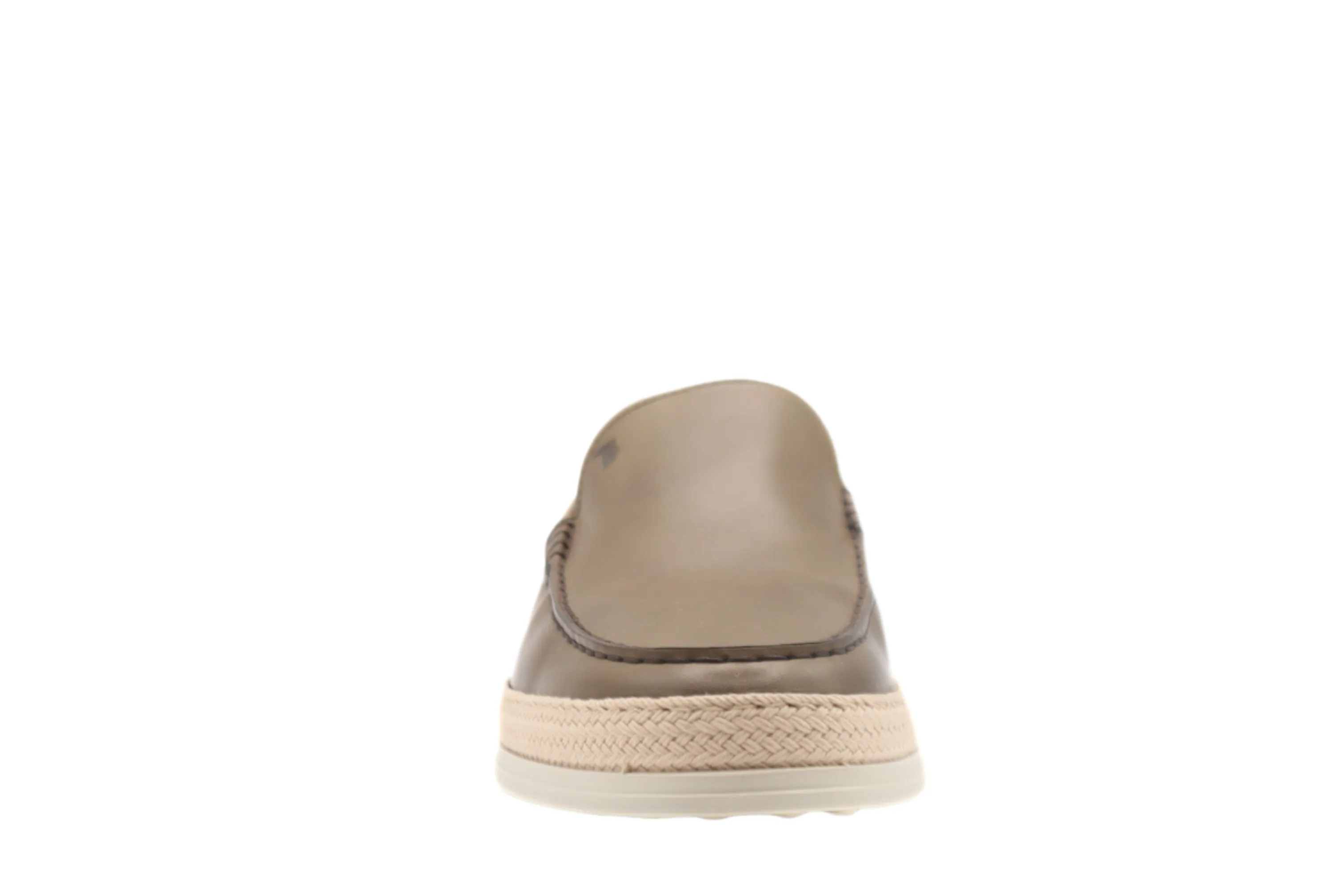 Tods Mens Light Brown Leather Espadrille with Raffia Rubber Sole