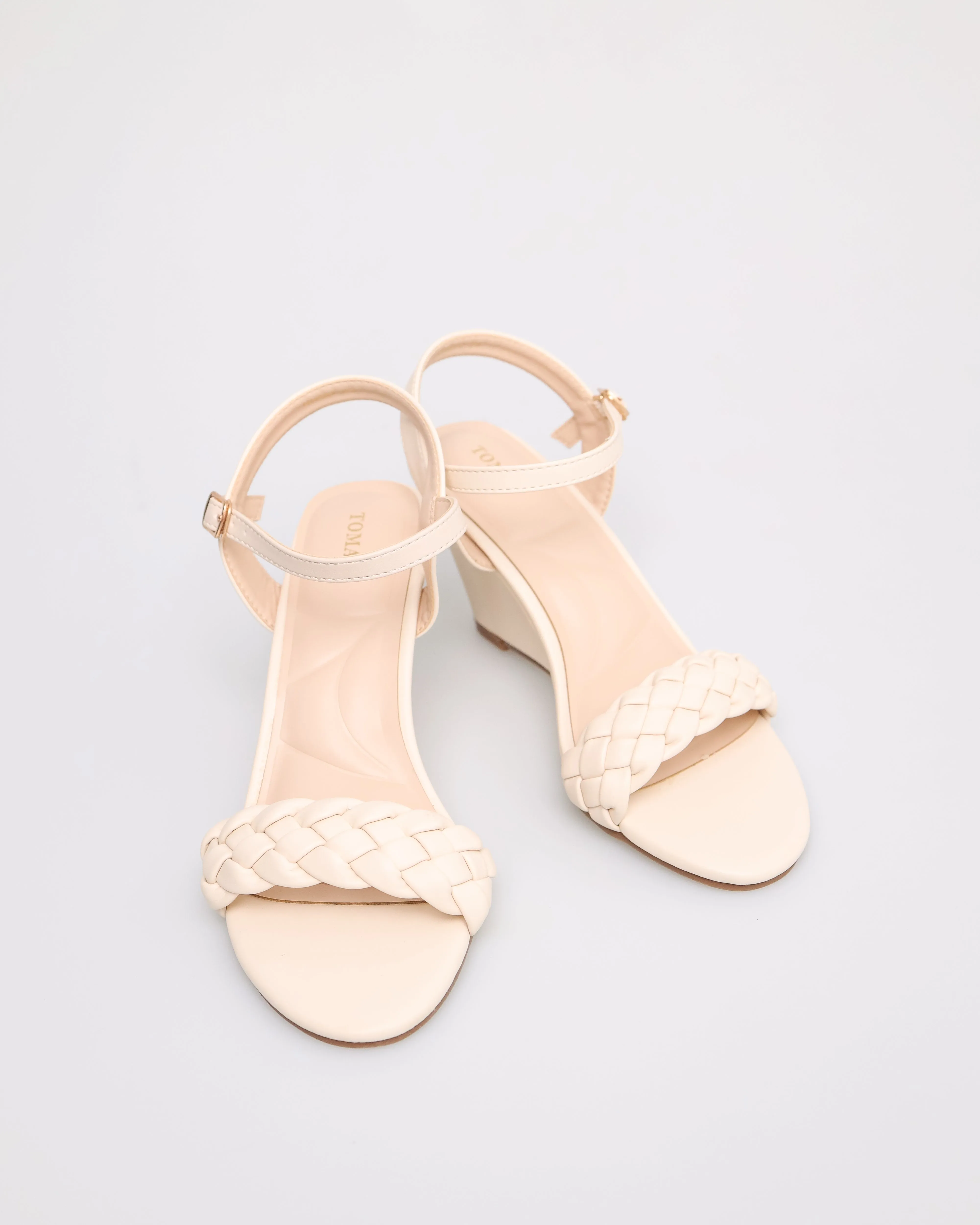 Tomaz NN200 Ladies Braided Wedges Heels (Cream)