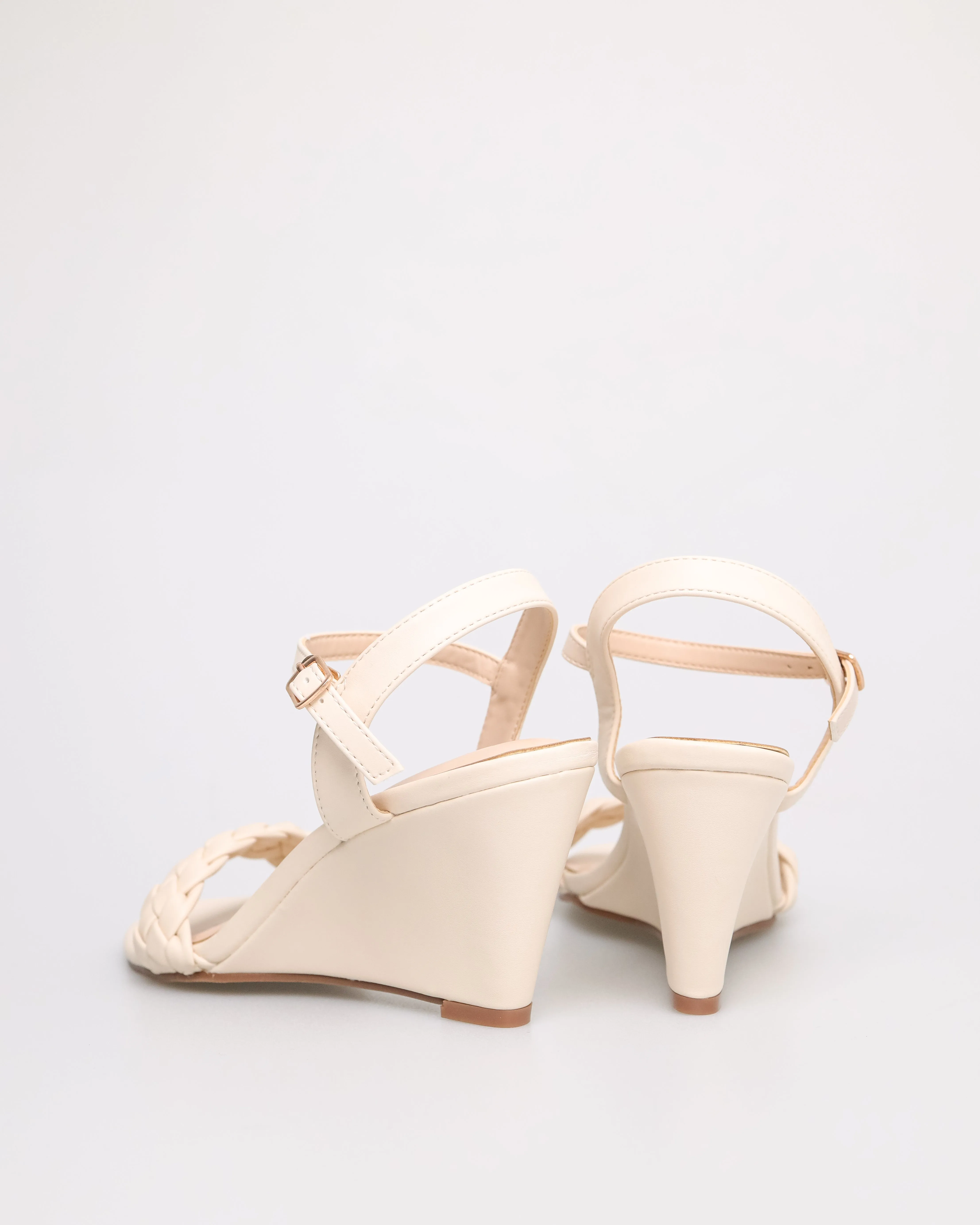 Tomaz NN200 Ladies Braided Wedges Heels (Cream)