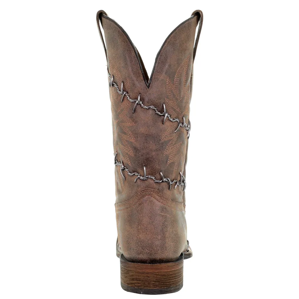 Wire Embroidered Square Toe Cowboy Boots