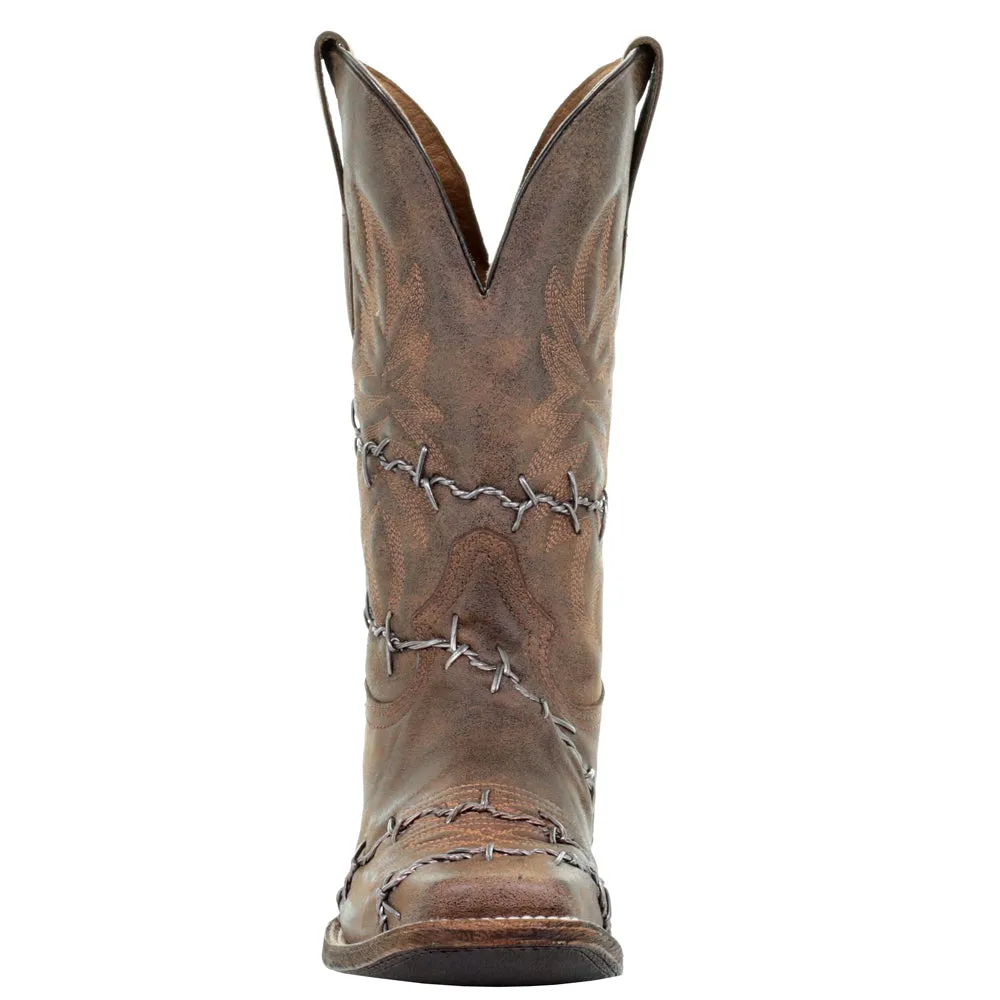 Wire Embroidered Square Toe Cowboy Boots