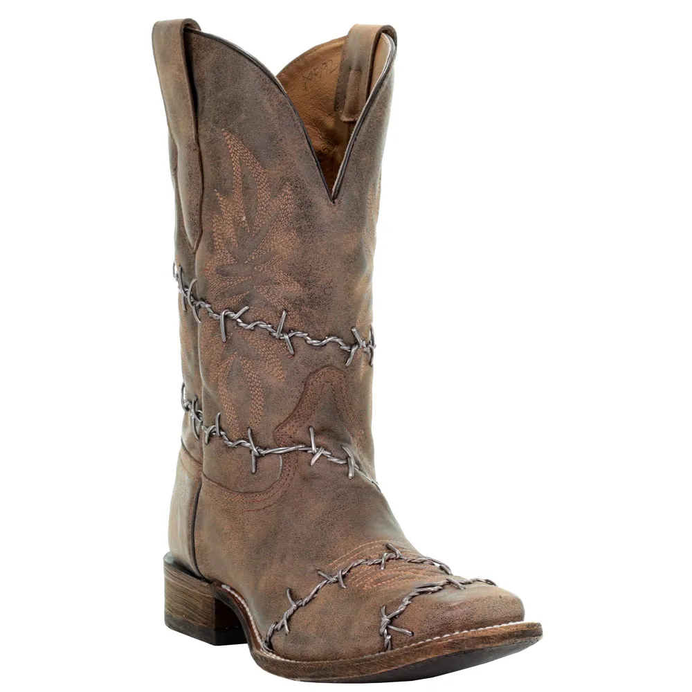 Wire Embroidered Square Toe Cowboy Boots