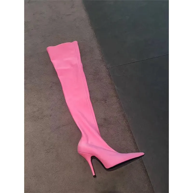 Women sexy slim fit pointed toe stiletto high heel thigh high boots