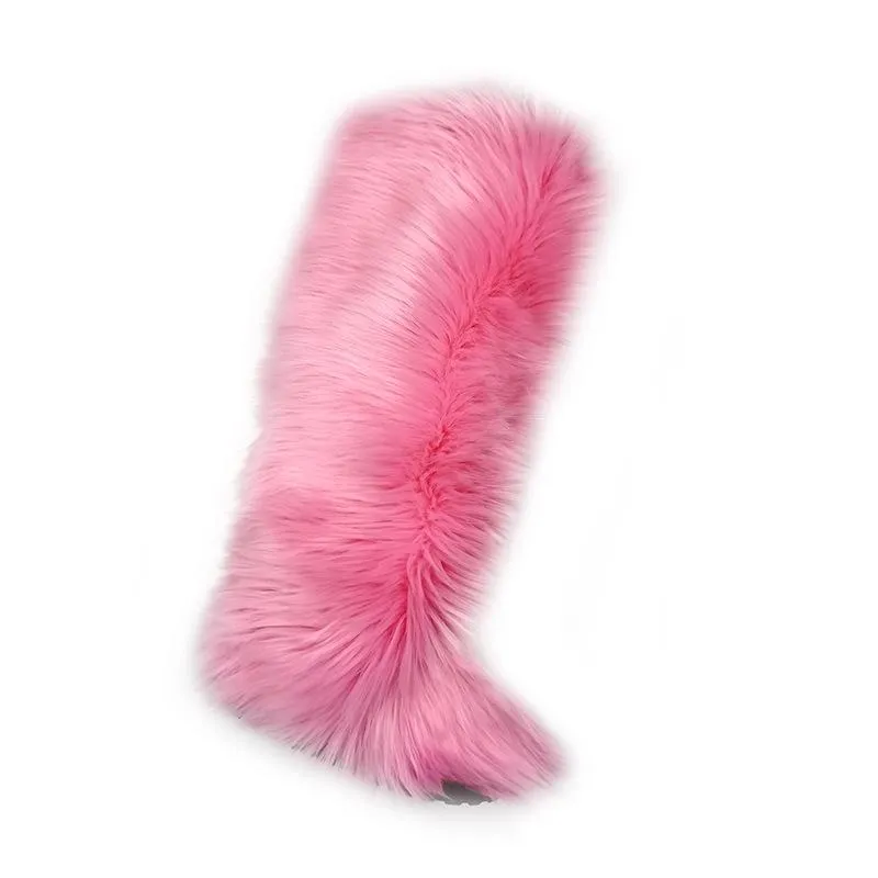 Women winter anti-skid flat heel faux fur knee high snow boots