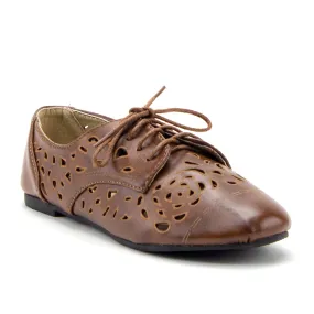 Women's Stacy-25 Lace Up Perforated Oxfords Laser Cut Designer Dress Shoes